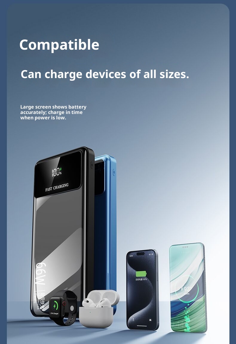 techglobe Cross-Border New Model Gift Custom Large Capacity Shared Super 66W Power Bank Fast Charging With Cable_voghion.com