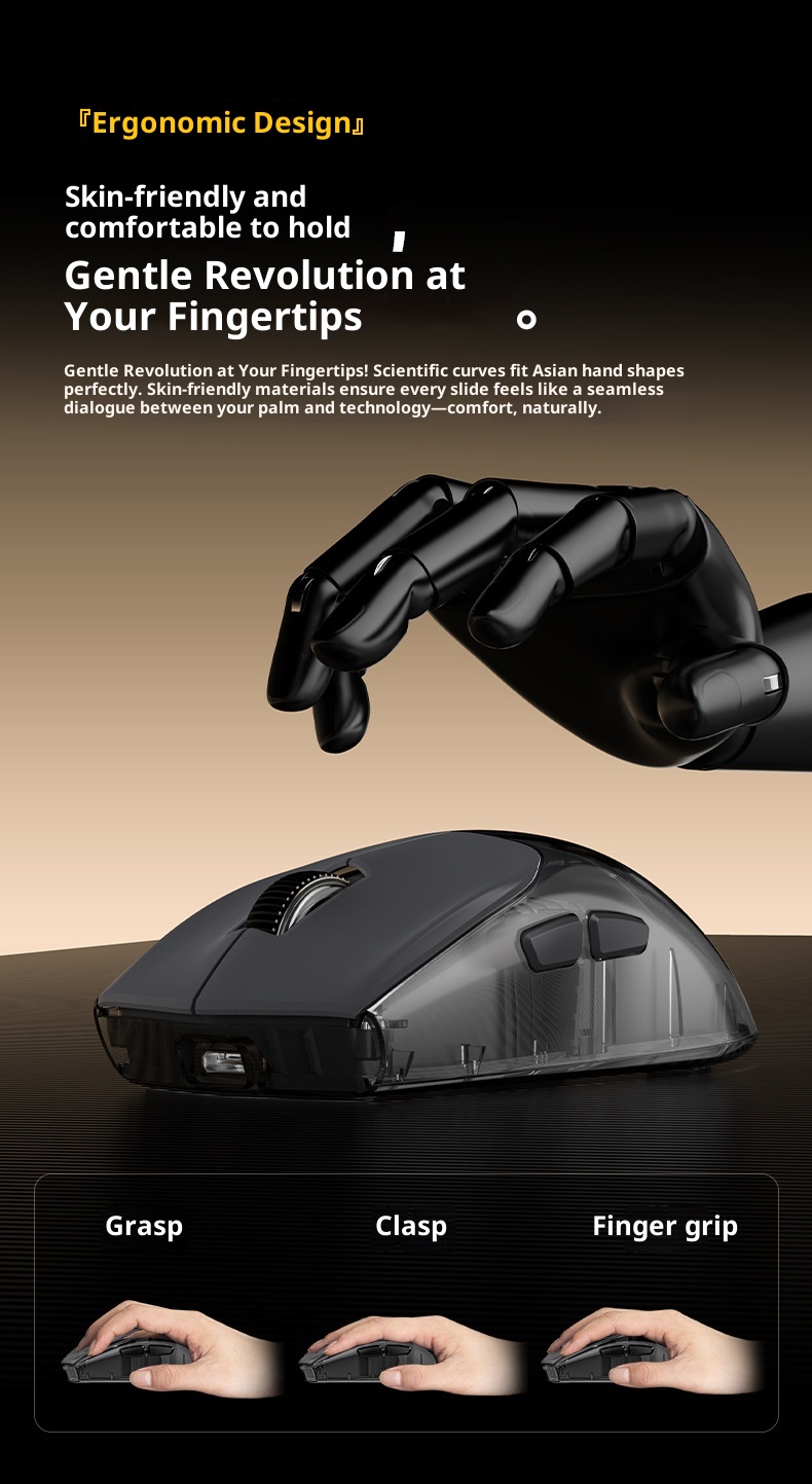 Digitex Digitex Huma Wireless Bluetooth Three-Mode Semi-Transparent Ro Programming Silent E-Sports Gaming Mouse_voghion.com