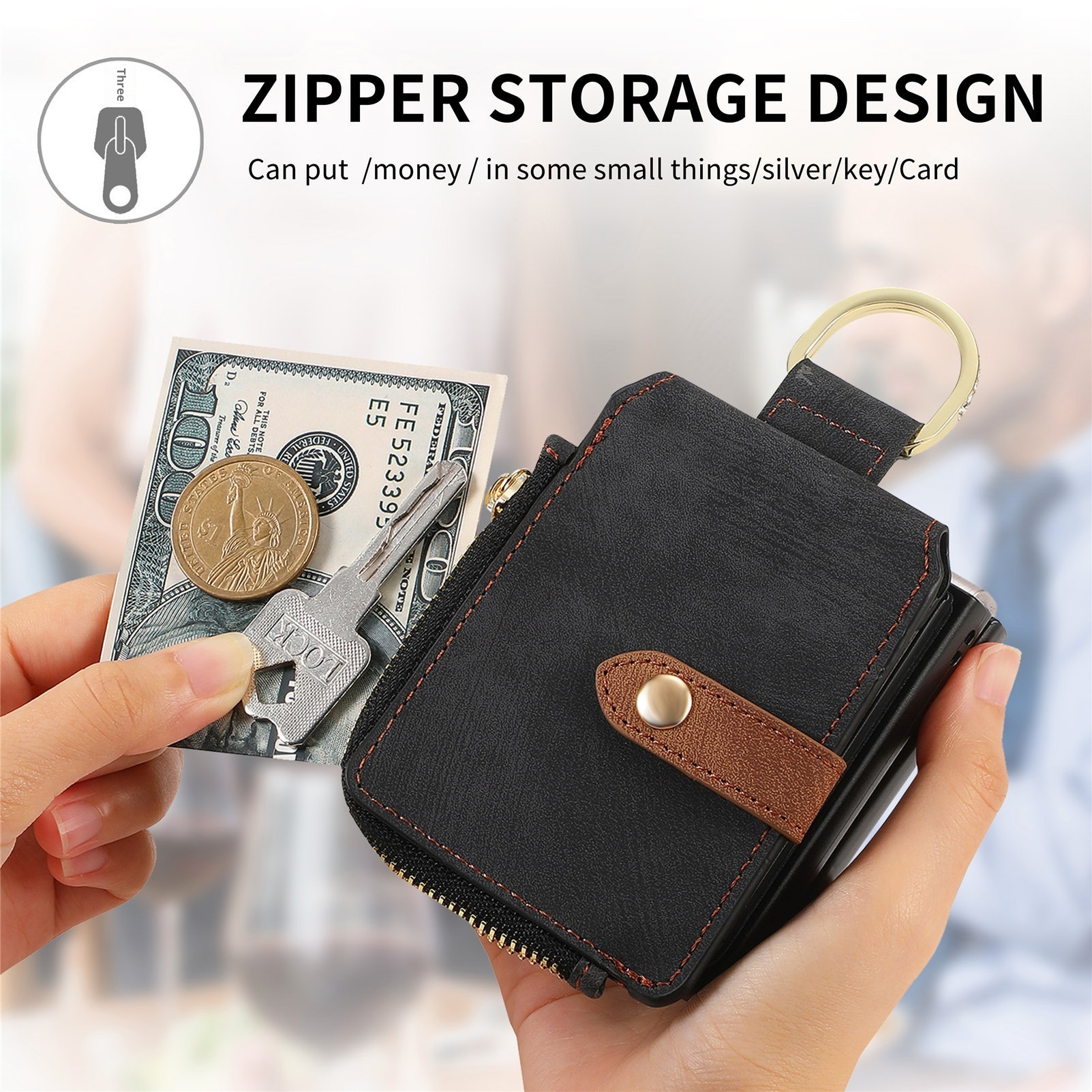 TechGlobe Cross-Border kompatible Moto Ultra Leder-Handyhülle mit mehreren Kartenfächern, Ring, PU-Kartenhalter, faltbar, Razr 60_voghion.com