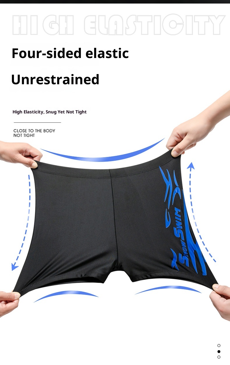 001 Factory Direct Men's Boxer Polyester Flame Hot Spring Comfortable Plus Size Adult Quick-Dry Trunks Swim Cap Set_voghion.com