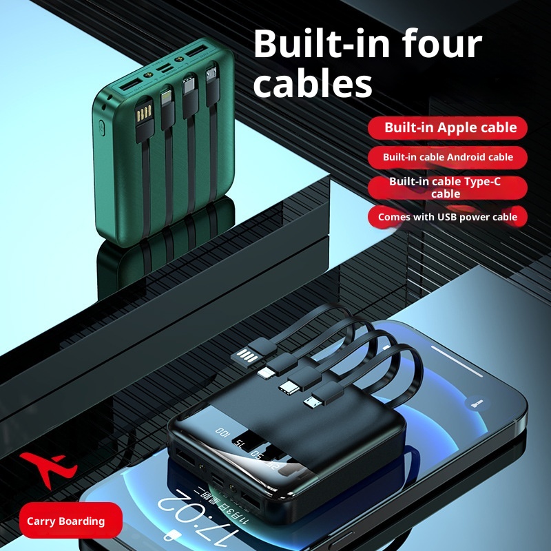 TechGlobe Four-Wire Mini Bank 20000mAh Fast Charging Mobile Power Supply Gift Custom Creative Lithium Battery_voghion.com