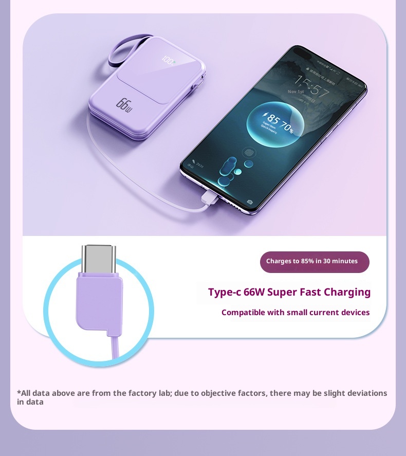 TechGlobe Built-in Dual-Wire Magnetic Wireless Charging Power Bank 10000mAh Mini Compact Portable Charger_voghion.com