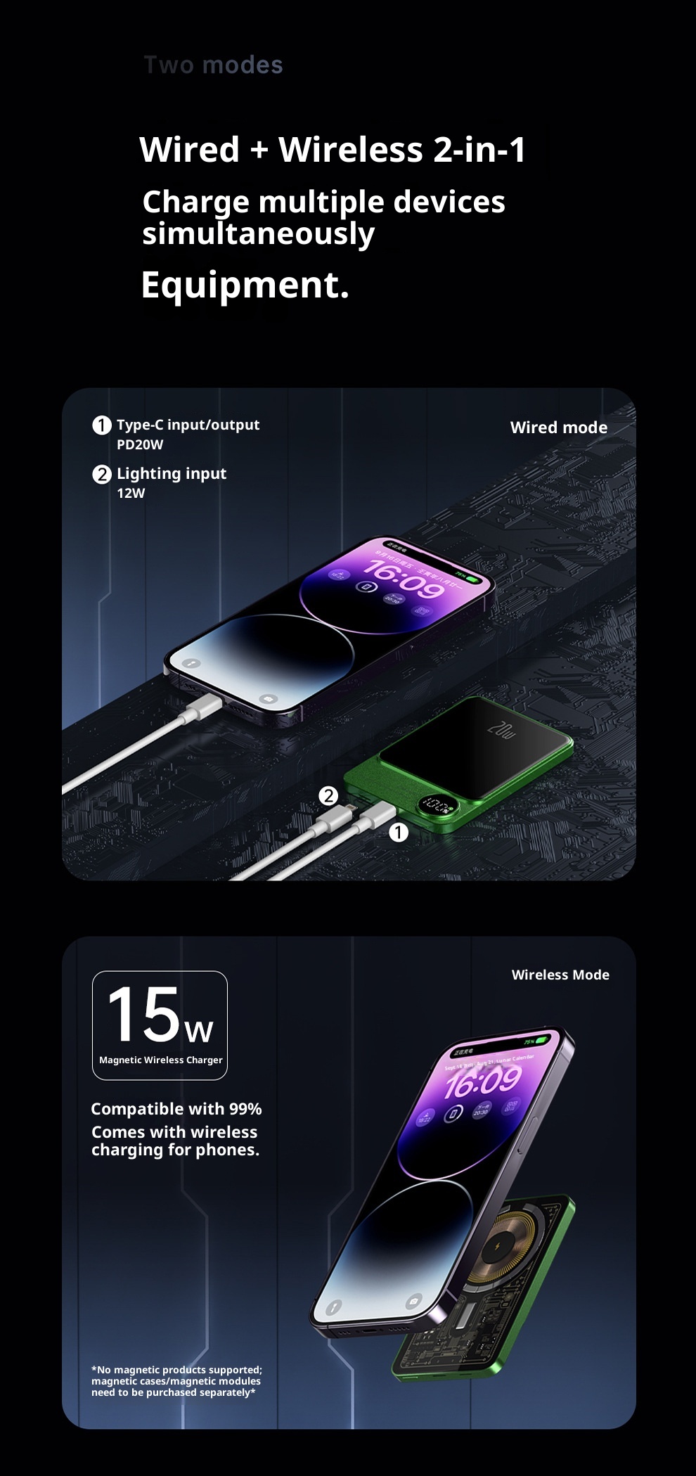 techglobe Magnetische Powerbank 10000mAh Ultradünn Praktisch Kabelloses Schnellladen Clip-on Mobile Power Großhandel_voghion.com