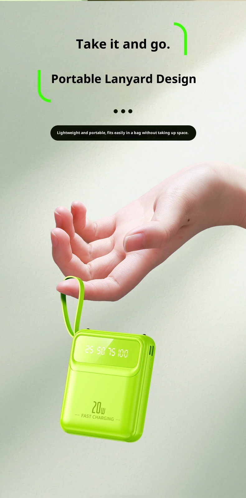 TechGlobe Gift Power Bank Wholesale Mini With Built-in 20000mAh Large Capacity Digital Display Portable Charger Data Cable_voghion.com