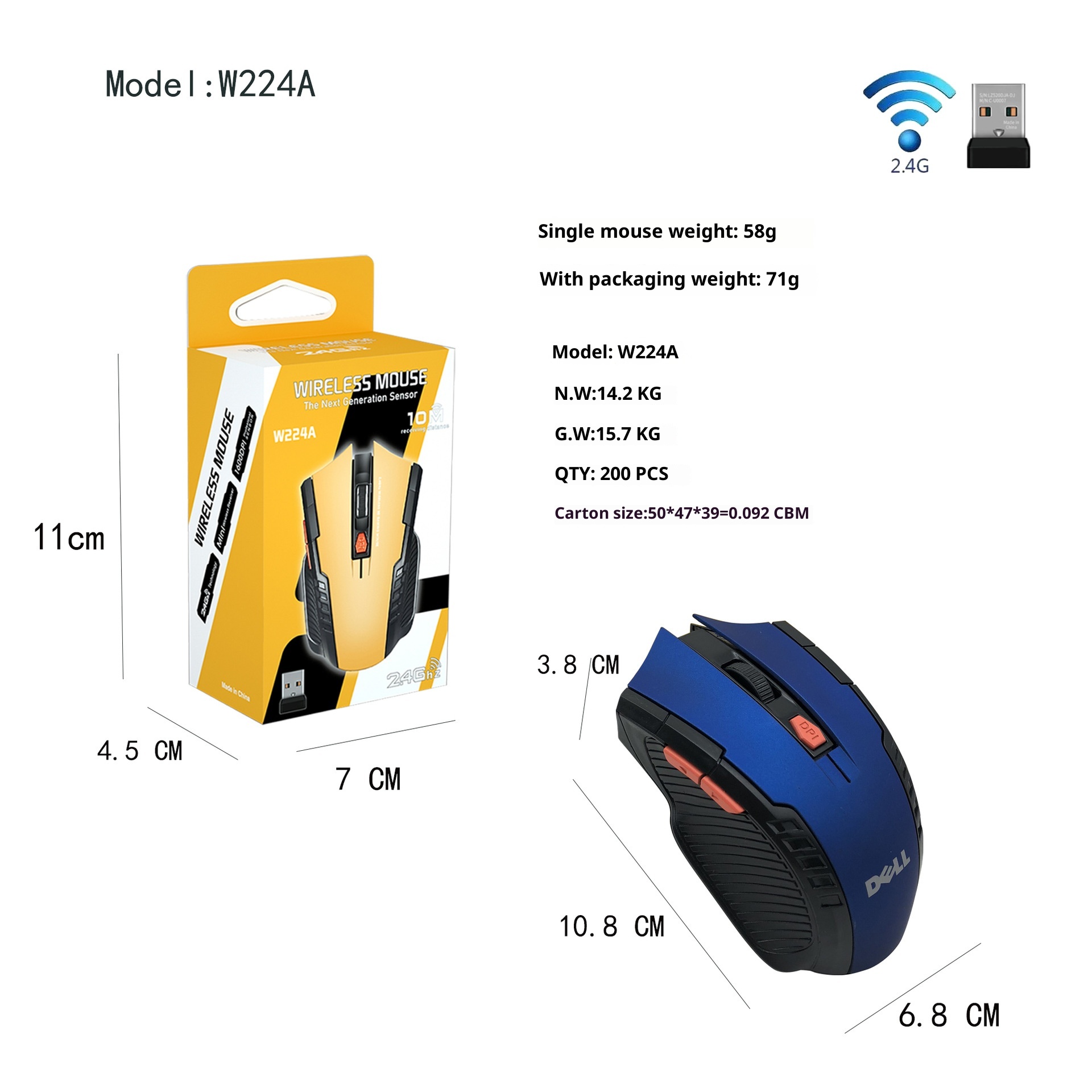 Mouse wireless da gioco Techglobe W224A 2.4G a prezzo unico trattabile_voghion.com