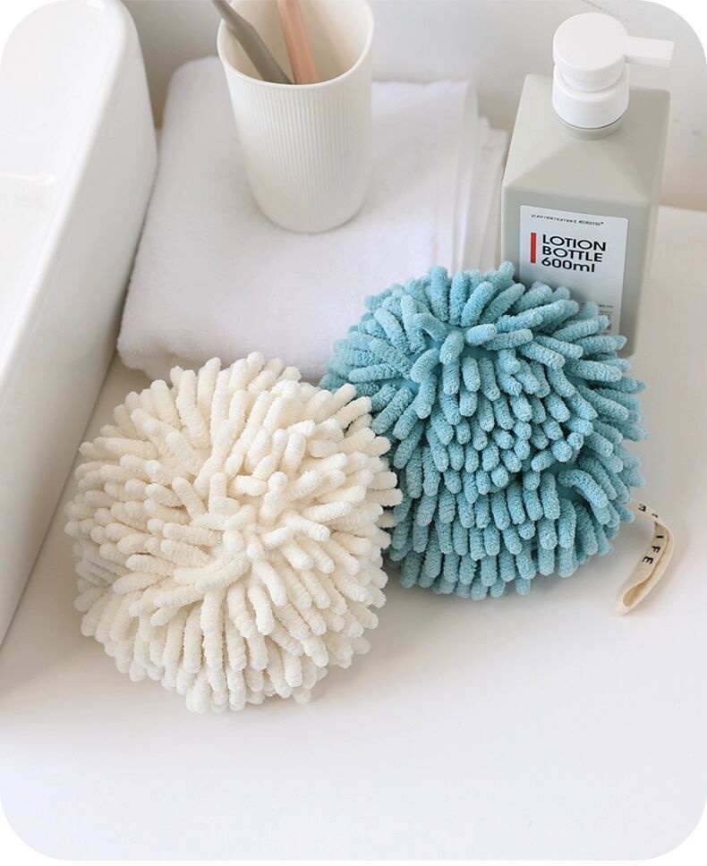 Lillian Chenille Hanging Quick-Dry Hand Ball Kitchen Thickened Absorbent Cute Japanese Style Towel Bathroom Cloth_voghion.com