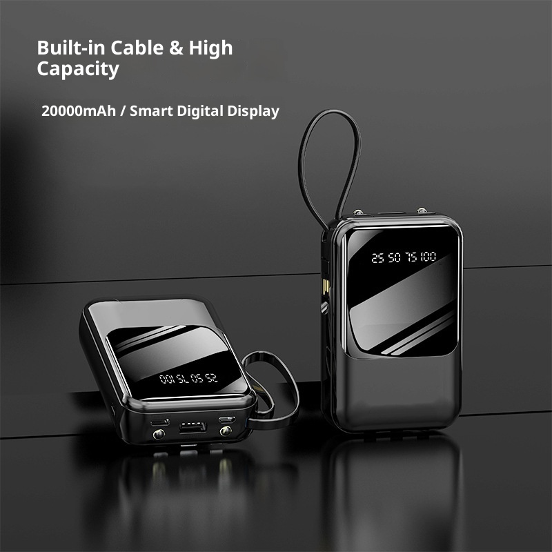 techglobe 20000mAh Gift Wholesale With Built-in Cable Digital Display Portable Large Capacity Power Bank_voghion.com
