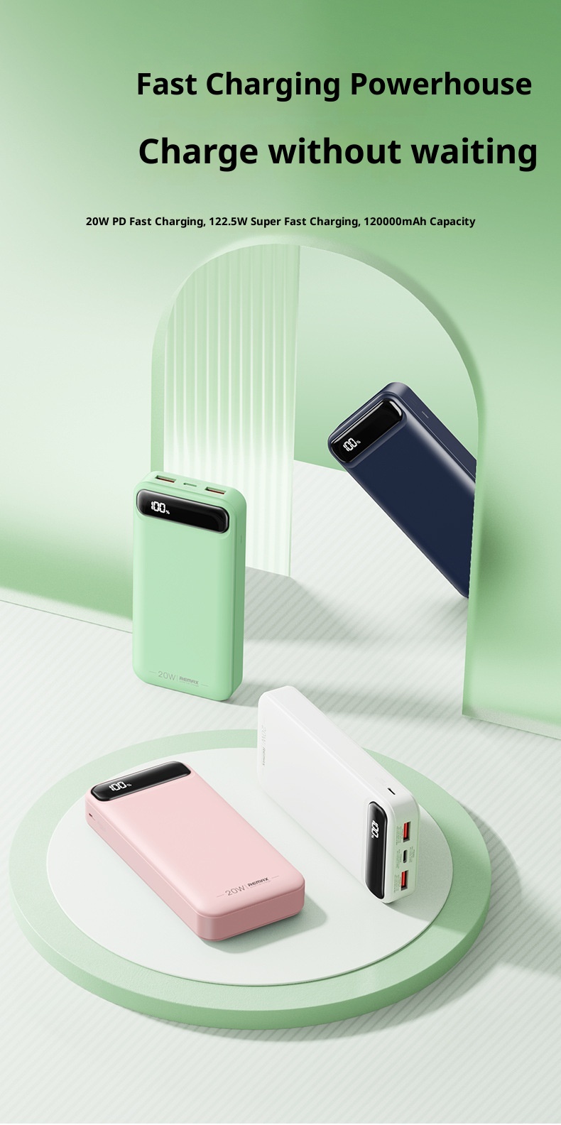 TechGlobe Remax Lightweight Portable 30000mAh Large Capacity Fast Charging Mobile Bank With Power Level Display And 3C_voghion.com