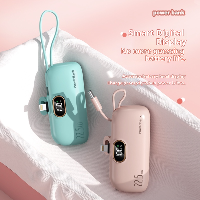 techglobe Cross-Border Digital Display Mini Compact Portable Capsule Pocket Bank 22.5W Fast Charging Mobile Power Wholesale_voghion.com