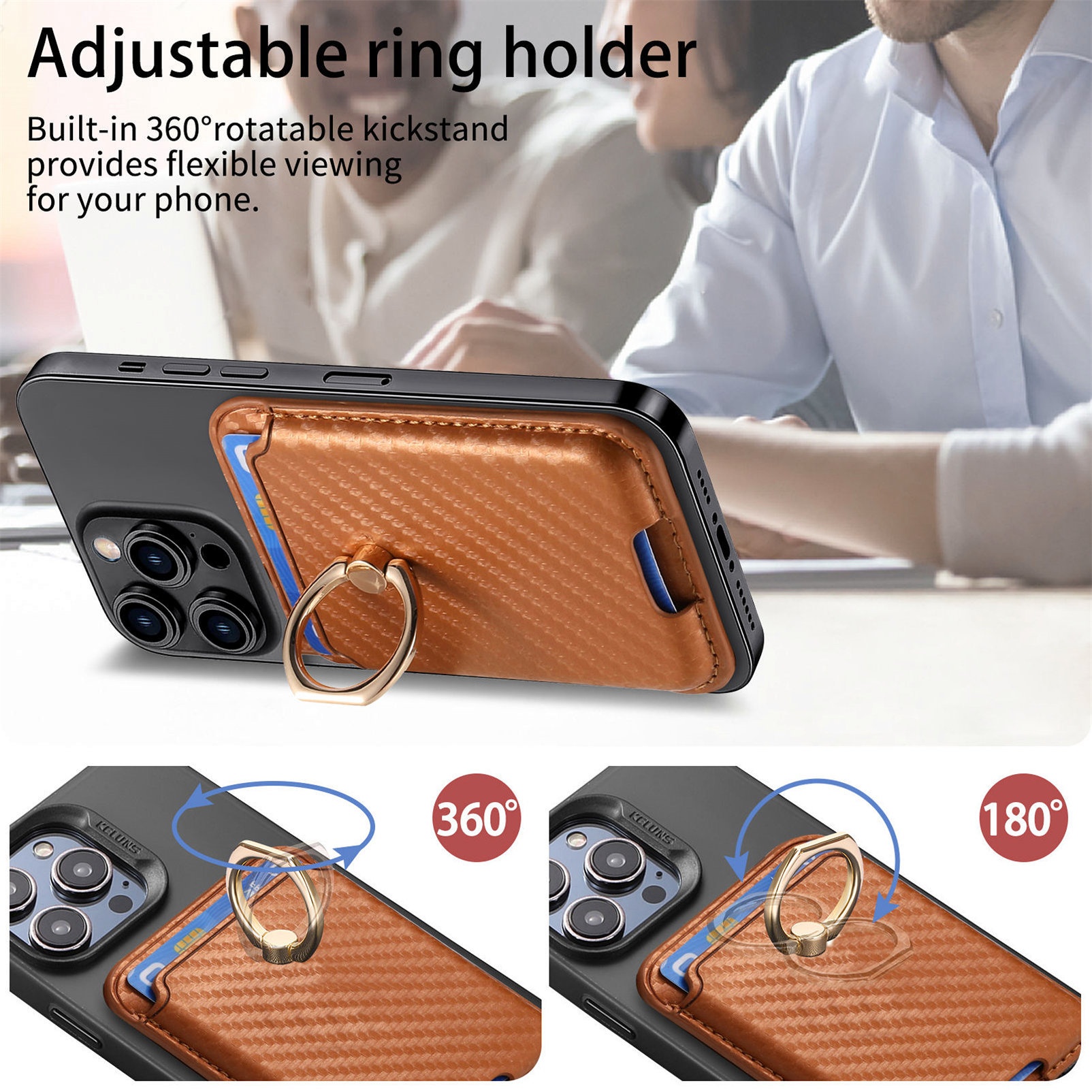 TechGlobe compatibile con 16 porta carte magnetiche in pelle con texture in fibra di carbonio, clip per portafoglio da 14p, 15_voghion.com