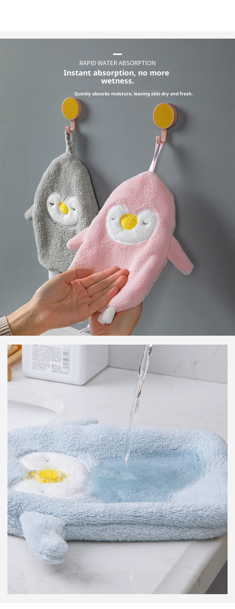 Lillian Hanging Cute Bathroom Cloth Absorbent Quick-Dry Towel Thickened Household Hand Wipe Handkerchief_voghion.com