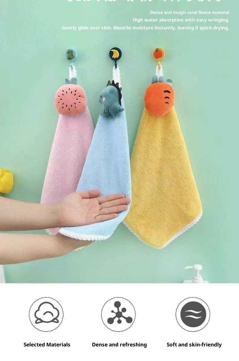 Lillian Hängendes Cartoon-Handtuch aus Korallenfleece, dick, saugfähig, geruchsneutral, Handtuch, Geschenk_voghion.com