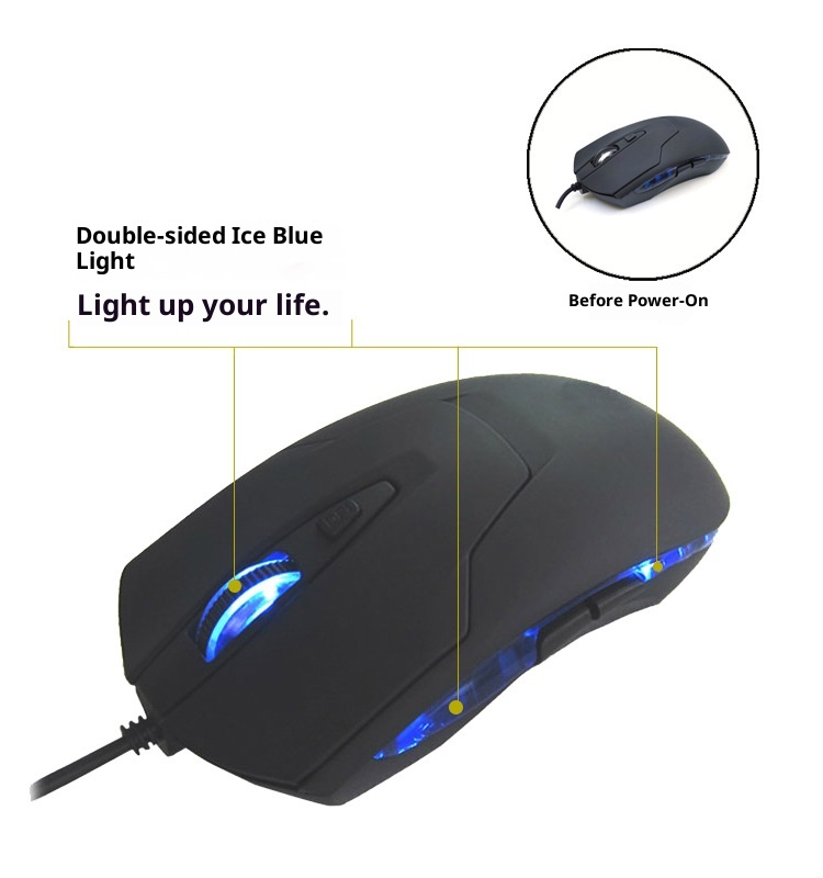 Techglobe Manufacturer Wholesale Computer Accessories Blue Light Emitting Type C Office Wired Gaming Mouse_voghion.com