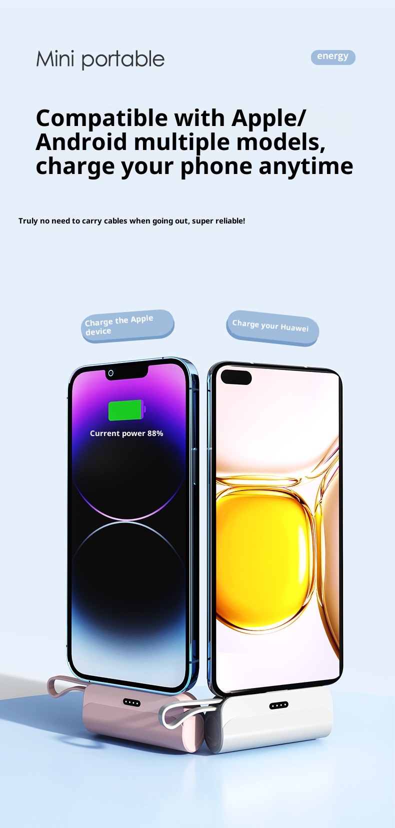 techglobe Mini-Bank mit großer Kapazität, Schnellladefunktion, tragbar für den Außenbereich, digitales Display, mobile Stromversorgung mit mehreren Schnittstellen_voghion.com