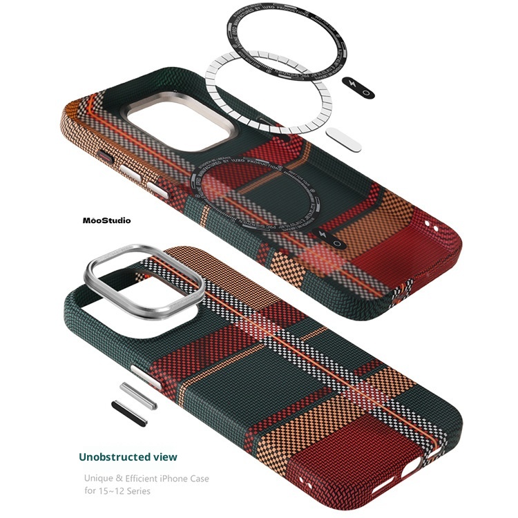 Capa TechGlobe compatível com iPhone 16 Pro Max, magnética, em Kevlar com textura de fibra de carbono, para iPhone 15, com toque suave e resistente a impactos._voghion.com