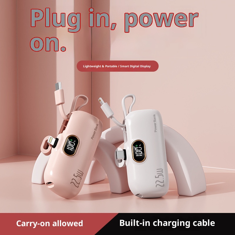 techglobe Cross-Border Digital Display Mini Compact Portable Capsule Pocket Bank 22.5W Fast Charging Mobile Power Wholesale_voghion.com