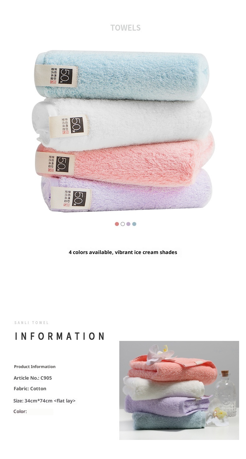 Lillian Sanli Pure 50s Long Staple Cotton Non-twisted Couple Gift Adult Face Towels_voghion.com