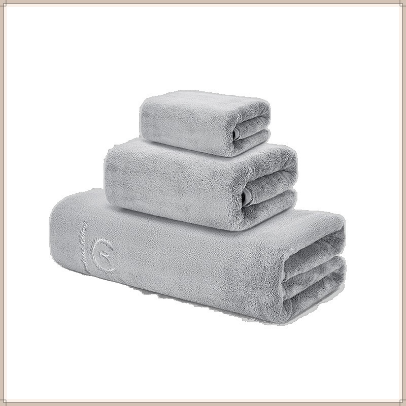 Lillian Japanese Snowflake Velvet Towel Three-Piece Set For Men, Extra Thick, Absorbent, Quick-Drying, Household Adult Bath Wrap_voghion.com