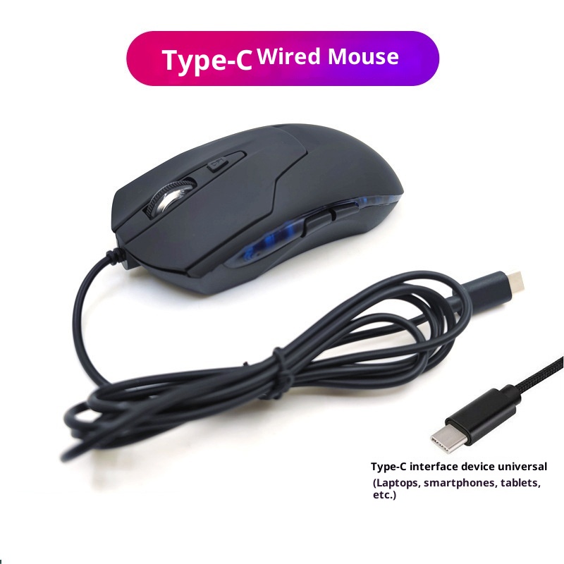 Digitex Digitex Computer Accessories Blue Light Emitting Office Type-C Wired Gaming Mouse_voghion.com