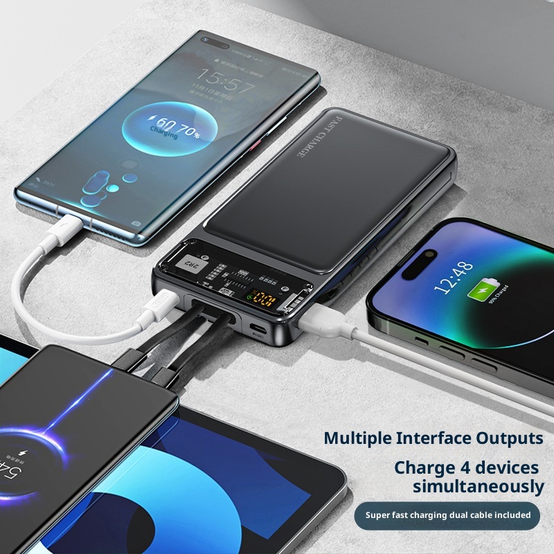 TechGlobe 22.5W Super Fast Charging 10000mAh Power Bank Cyberpunk Transparent Mecha 20000mAh Portable Charger_voghion.com