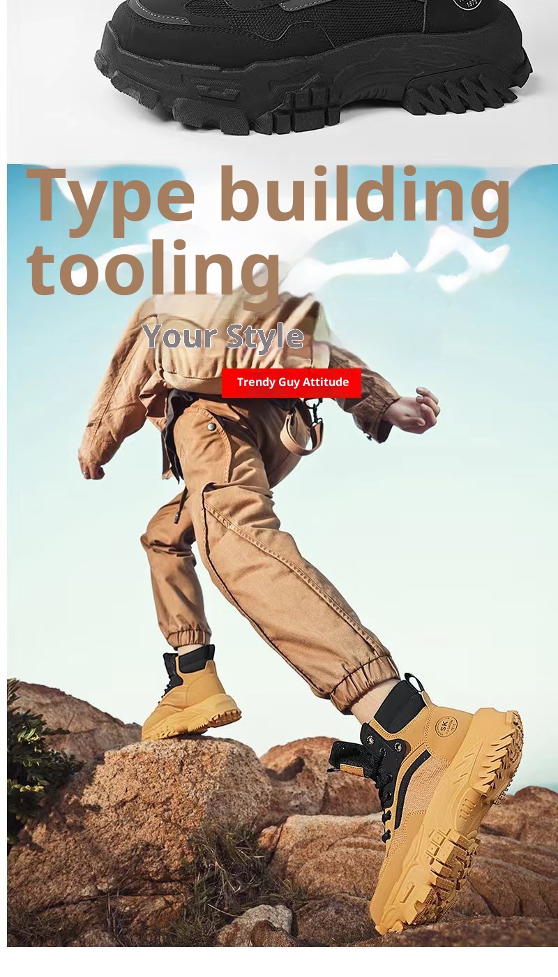 Zees Arbeidsbescherming Herenschoenen Herfst Buiten Wandelen Antislip Slijtvast Werk Sport Dikke Zool Hoogteverhogend_voghion.com