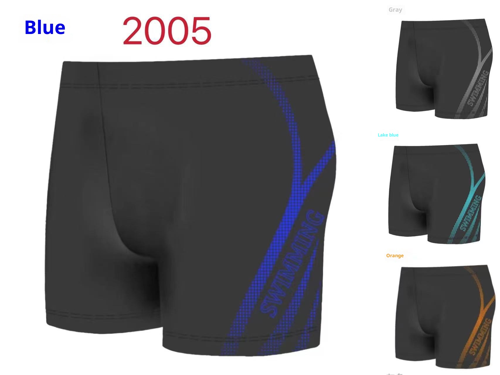 001 Polyester Swimming Trunks Anti-Embarrassment Men's Adult Loose Comfortable Plus Size Printed Boxer Hot Spring Beach_voghion.com