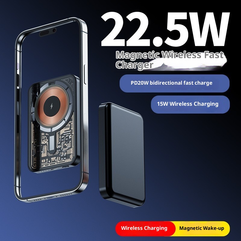 TechGlobe Grenzüberschreitende magnetische kabellose ultradünne Bank mit bidirektionaler Schnellladefunktion und 10000mAh tragbarer mobiler Stromversorgung_voghion.com