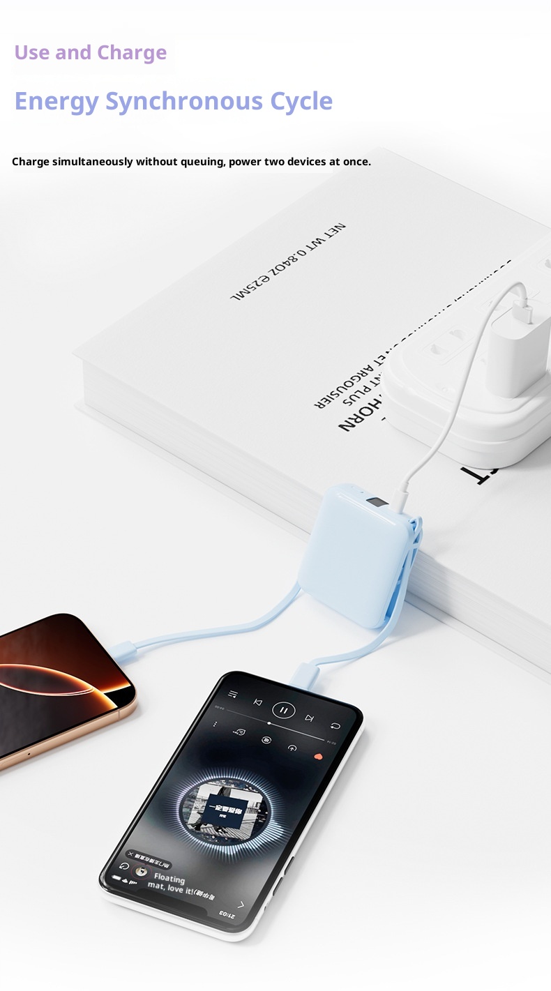 techglobe 3C-zertifizierte Mini-Bank mit integriertem Kabel, 10000 mAh, 22,5 W Schnellladefunktion, kompaktes, tragbares Netzteil_voghion.com