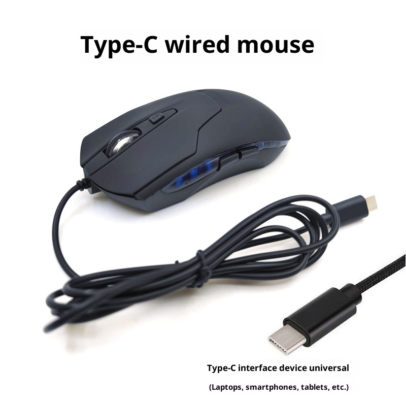 Techglobe Manufacturer Wholesale Computer Accessories Blue Light Emitting Type C Office Wired Gaming Mouse_voghion.com