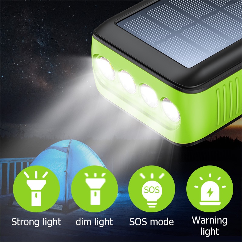 TechGlobe Hand Crank Solar Bank 61200mAh With Built-in Cable, Two-Way Fast Charging Power Pack PSE/METI_voghion.com