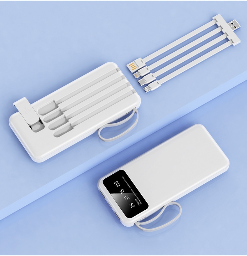 techglobe Bank 20000mAh Large Capacity With Built-in Cable Ultra-thin Shared Mobile Power Gift Custom Cross-border_voghion.com