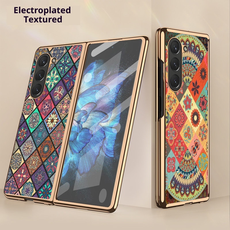 TechGlobe Schutzhülle für Samsung Z 6, galvanisierte Lederoptik, W23, faltbar, schlichtes Design_voghion.com