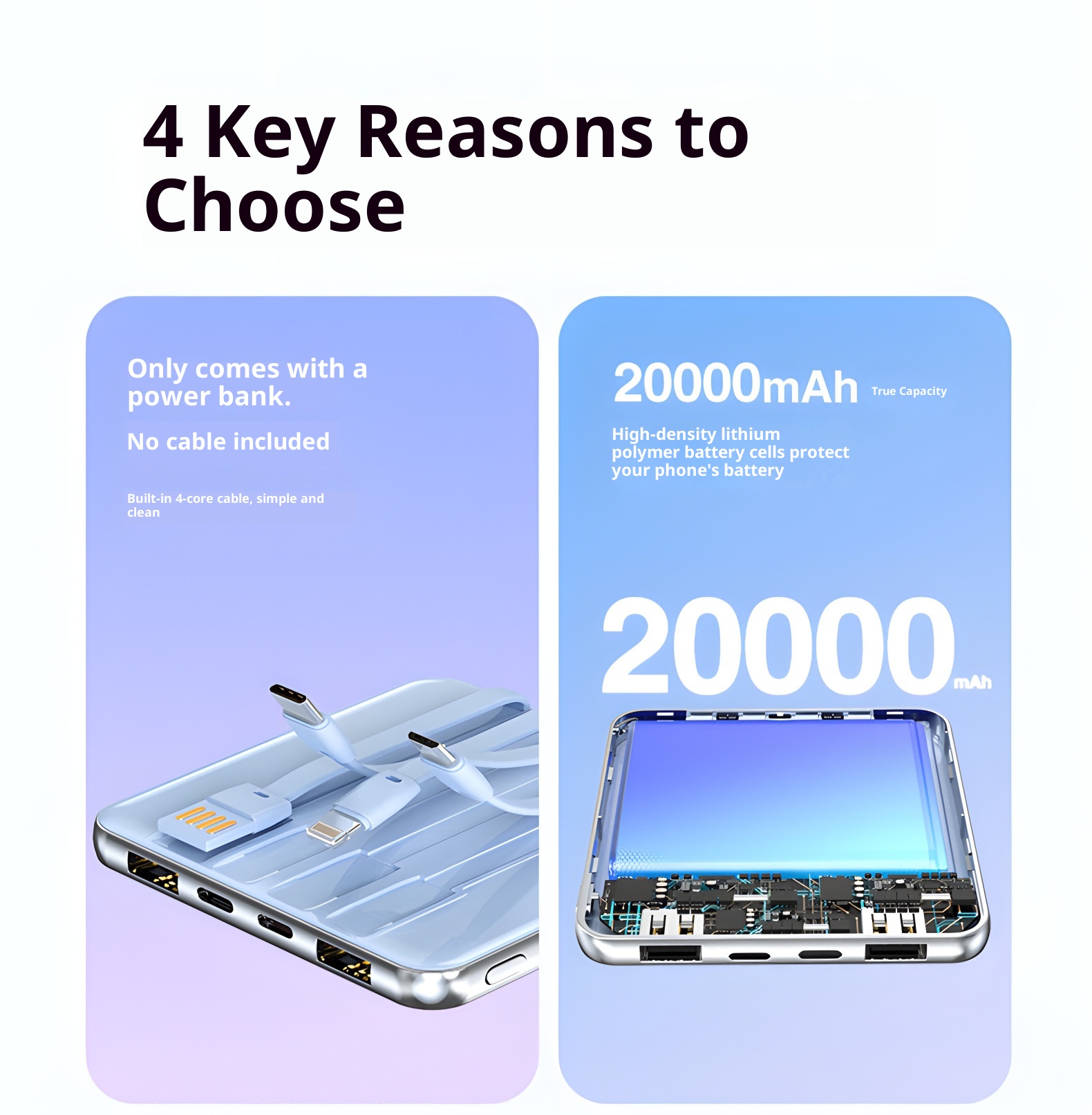 techglobe 3C Certified Mini Built-in Cable 20000mAh Ultra-Thin Bank Fast Charging Mobile Power High-End Gift Custom_voghion.com