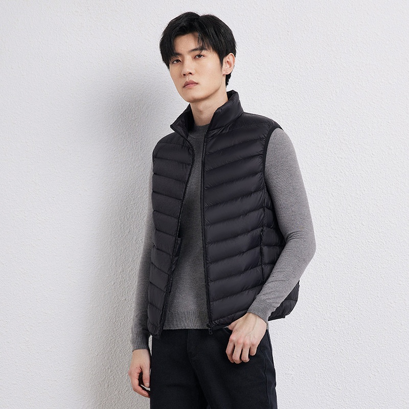 ragazzo 2025 autunno inverno nuova versione coreana leggero gilet con colletto rialzato giacca da uomo taglia forte 90 piumino d'anatra bianco Pinghu_voghion.com