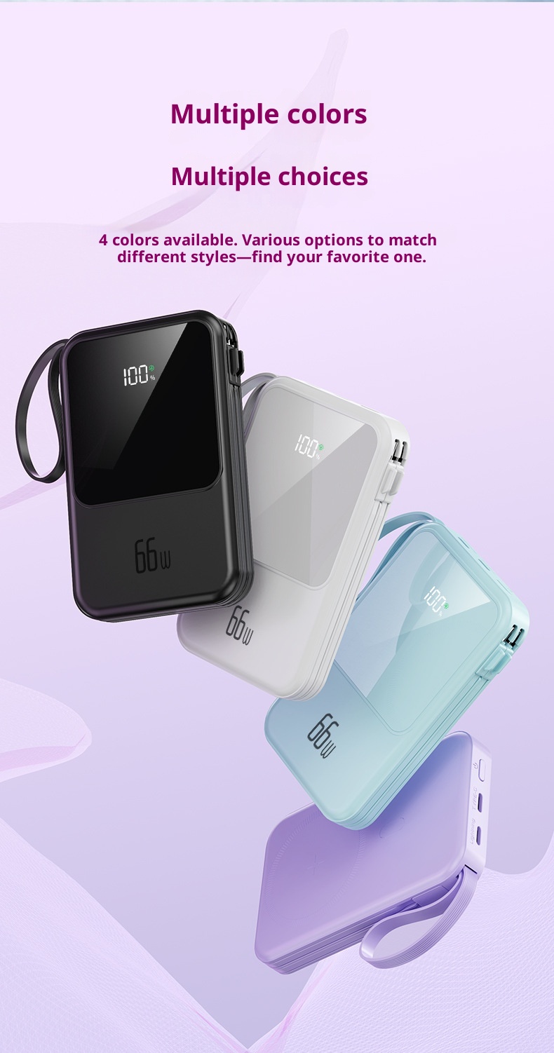 TechGlobe Built-in Dual-Wire Magnetic Wireless Charging Power Bank 10000mAh Mini Compact Portable Charger_voghion.com