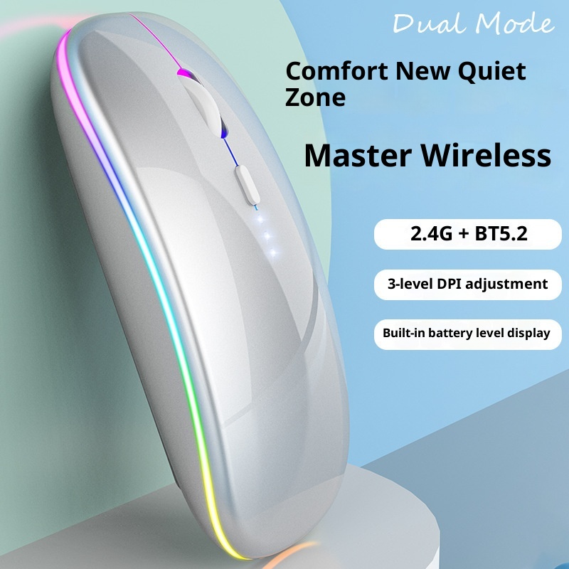 Techglobe Hot-Selling Type-C Charging Silent Bluetooth Dual-Mode Power Display Wireless Mouse Universal For Phones And_voghion.com