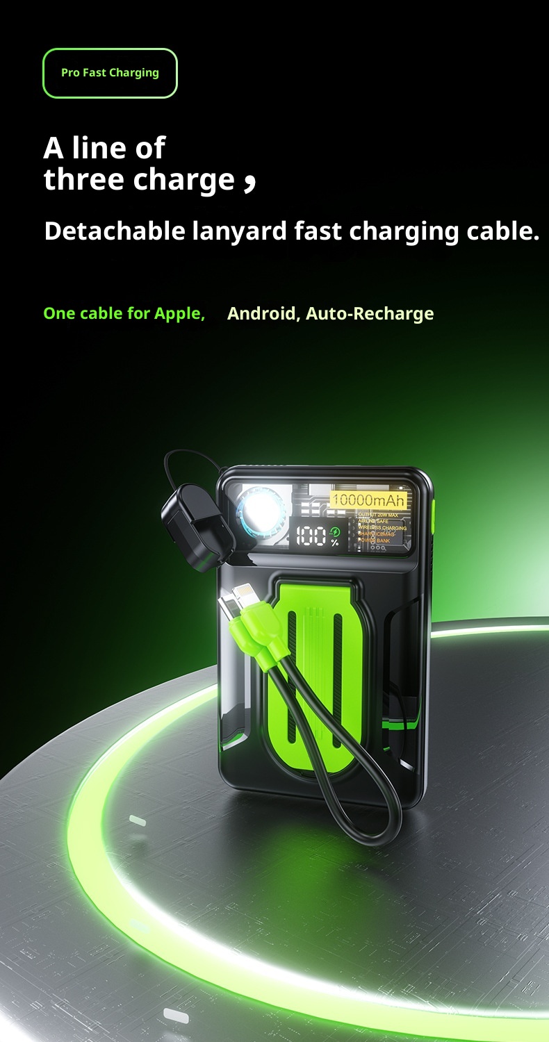 techglobe 22,5W Magnetische, transparente Powerbank mit integriertem Kabel, ultradünn, kompakt, Mini, tragbar, Geschenk, mobile Stromversorgung_voghion.com