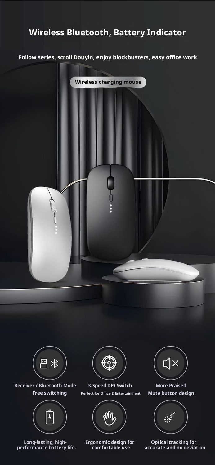 Digitex Digitex Wireless Bluetooth Mouse Pad Silent Charging Laptop Desktop Office Computer Tablet Game Universal_voghion.com