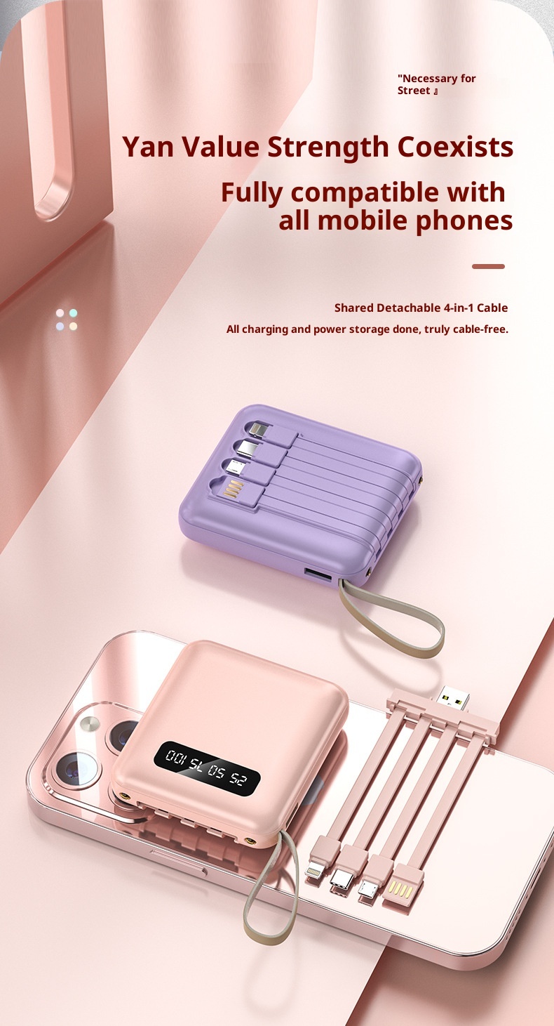 techglobe Mini-Powerbank mit integriertem Kabel, 20000 mAh Kapazität, Schnellladefunktion, Geschenkidee, individuell anpassbar_voghion.com