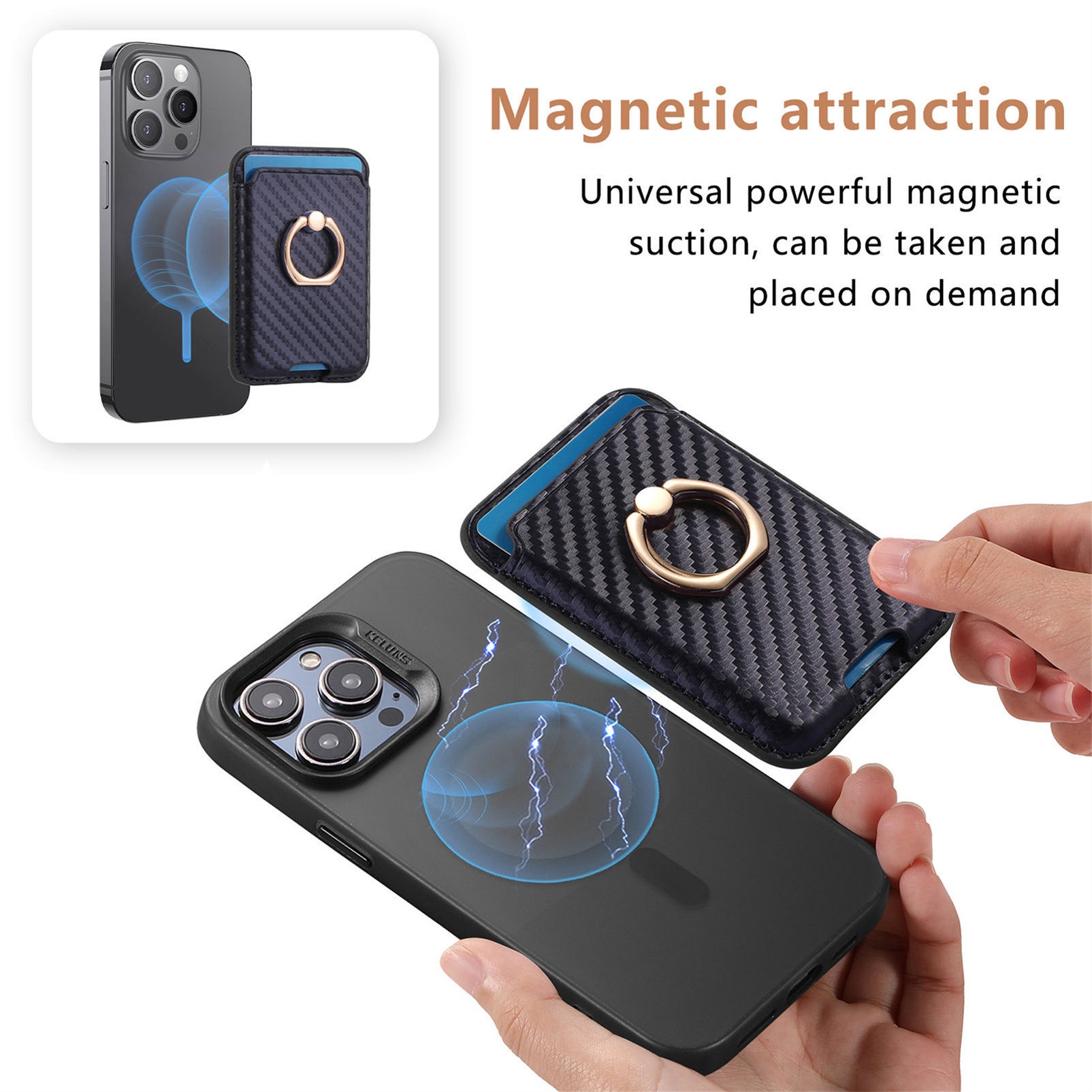 TechGlobe compatibile con 16 porta carte magnetiche in pelle con texture in fibra di carbonio, clip per portafoglio da 14p, 15_voghion.com