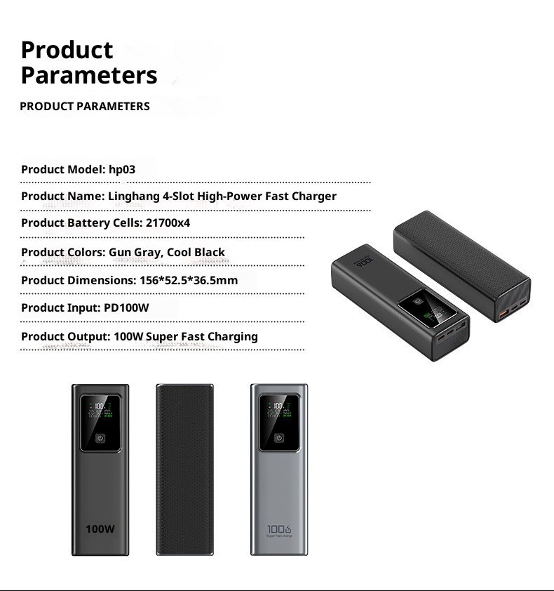 techglobe Power Bank 100W Super Fast Charging 20000mAh Large Capacity Laptop Portable Charger Custom Lithium Battery_voghion.com