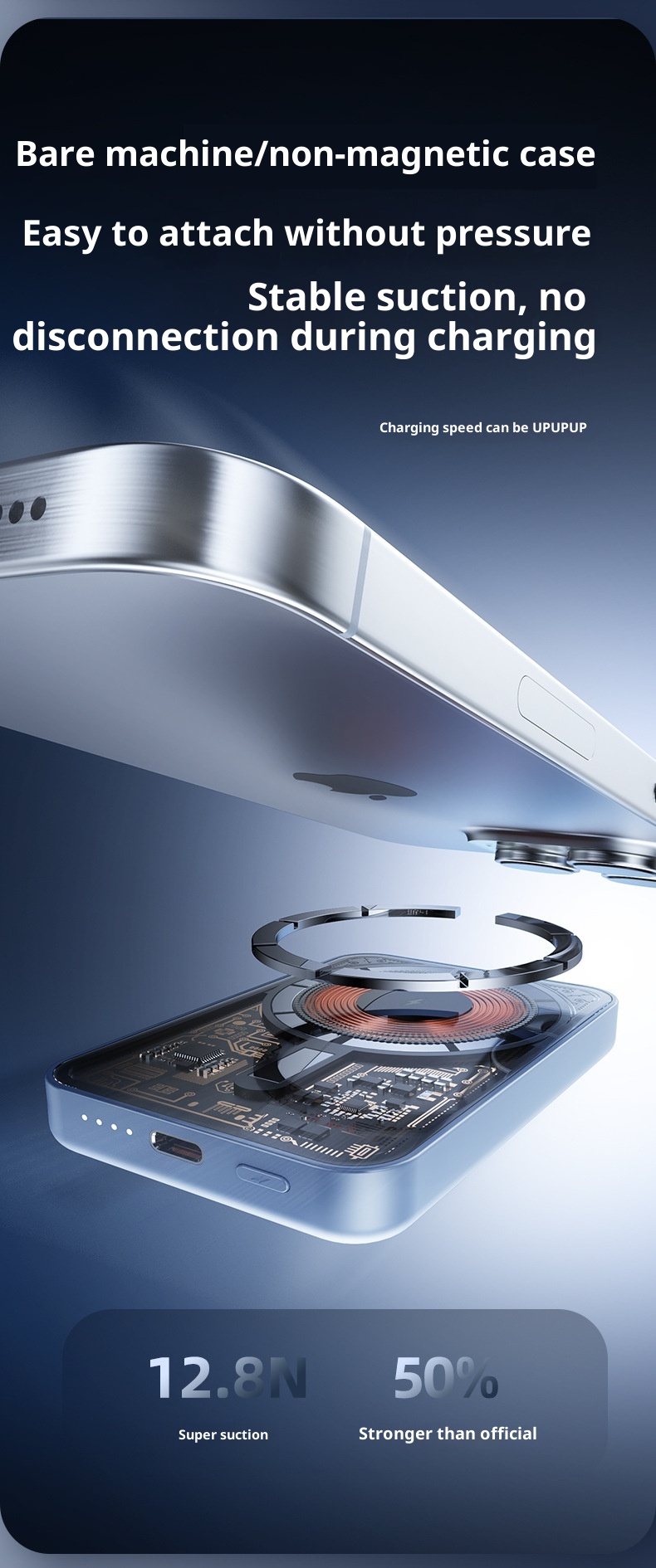 TechGlobe Grenzüberschreitende magnetische kabellose ultradünne Bank mit bidirektionaler Schnellladefunktion und 10000mAh tragbarer mobiler Stromversorgung_voghion.com