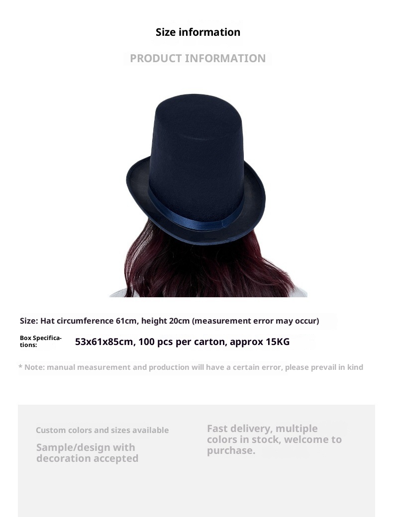 Lillian 20cm High Jazz Lincoln Top Magician Gentleman Halloween Hat Performance_voghion.com