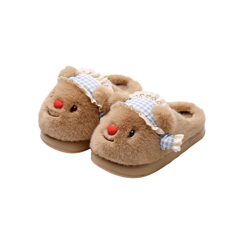 Zees Hot-Selling Bear Cotton For Women, Autumn And Warm Slippers, Winter Indoor Home Plush Slippers_voghion.com