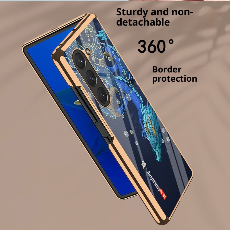 TechGlobe Suitable For Samsung Z 6 Phone W24 Electroplated Glass Protective Cover Fold 3/4 Hard Case Creative National Trend_voghion.com
