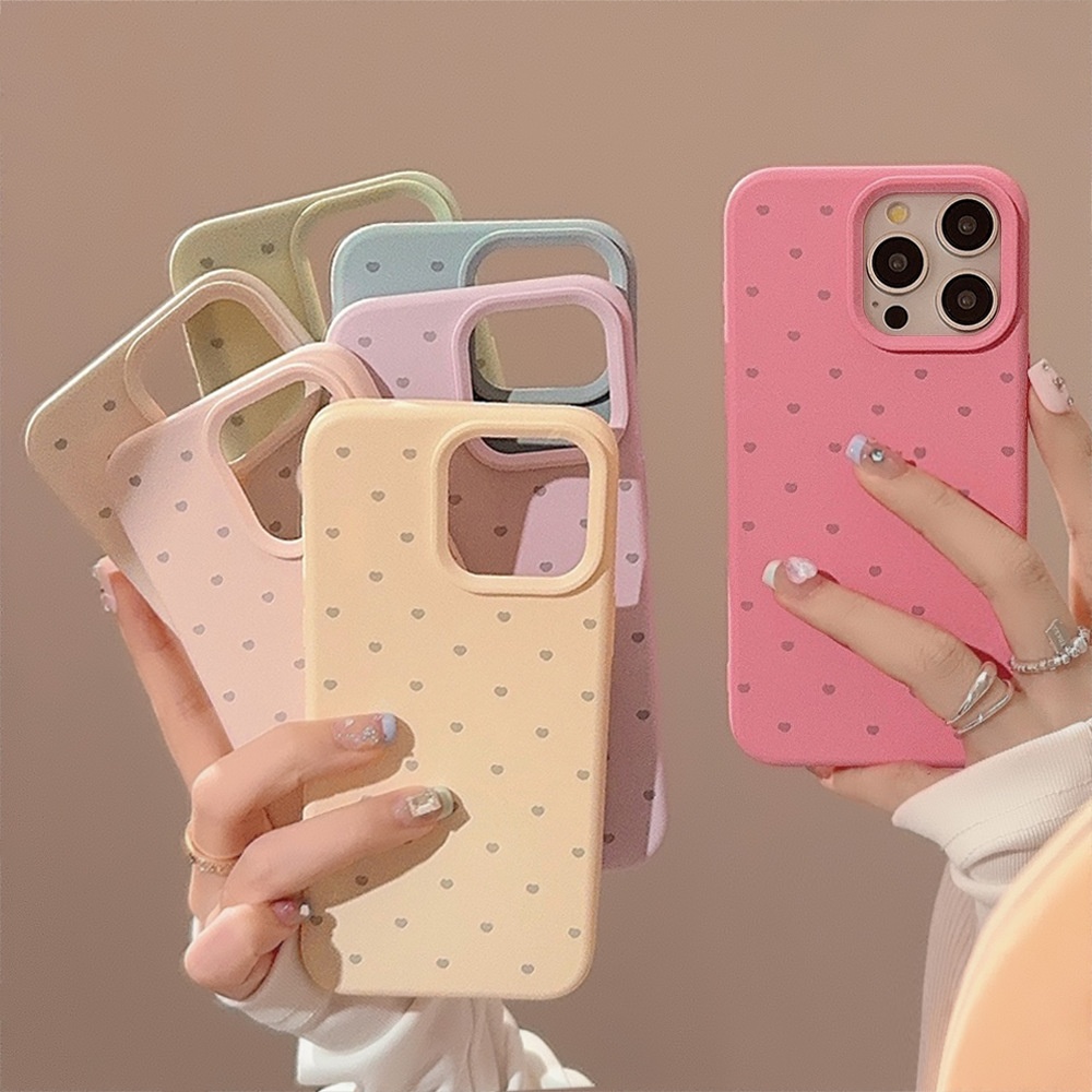 TechGlobe Soft And Adorable Heart Suitable For 17 Pro Max Korean Style Ins Wind IPhone 16 Phone Case 14 Silicone 15 Premium_voghion.com