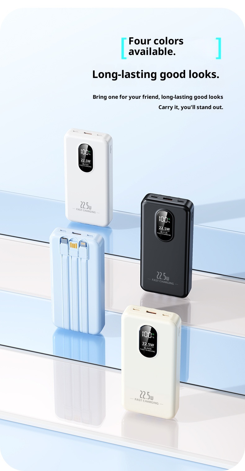 TechGlobe 2025 New Model 22.5W Super Bidirectional Fast Charging 20000mAh Built-in Cable Bank Mobile Power Supply Printing_voghion.com