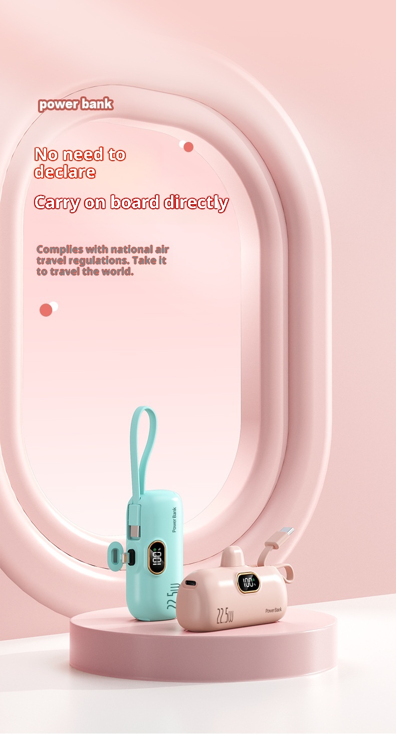 techglobe Cross-Border Digital Display Mini Compact Portable Capsule Pocket Bank 22.5W Fast Charging Mobile Power Wholesale_voghion.com