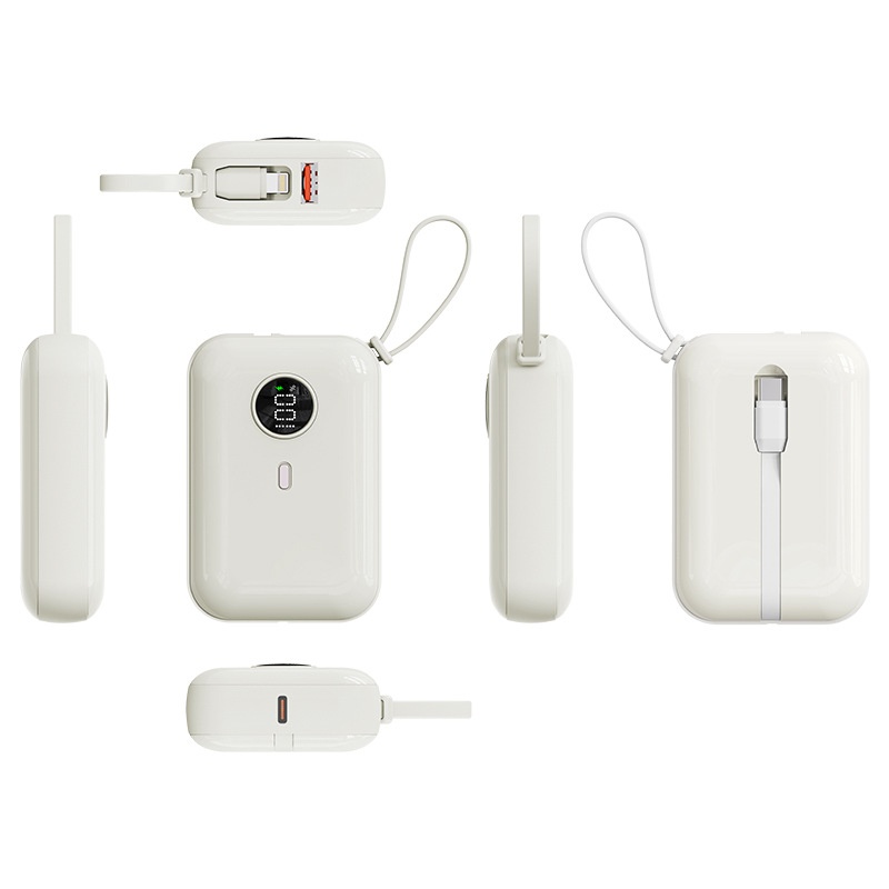 techglobe 3C-zertifizierte Mini-Powerbank mit integriertem Kabel, kompatibel mit Huawei 15/16, kompakt, tragbar, Schnellladefunktion_voghion.com