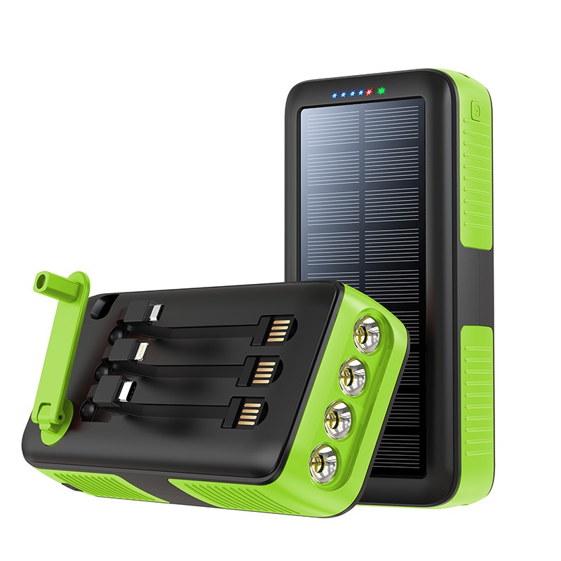 TechGlobe Hand Crank Solar Bank 61200mAh With Built-in Cable, Two-Way Fast Charging Power Pack PSE/METI_voghion.com